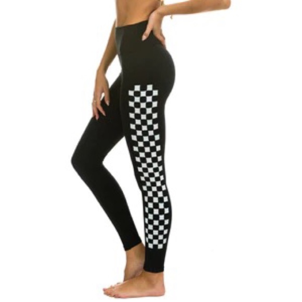 Aviator Nation full length high rise checkerboard legging